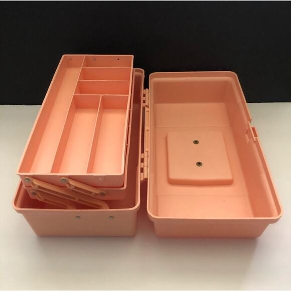 Plano Caboodles Pink Peach Plastic 2 Tray Jewelry Make Up Storage Case 552072 - Picture 10 of 14